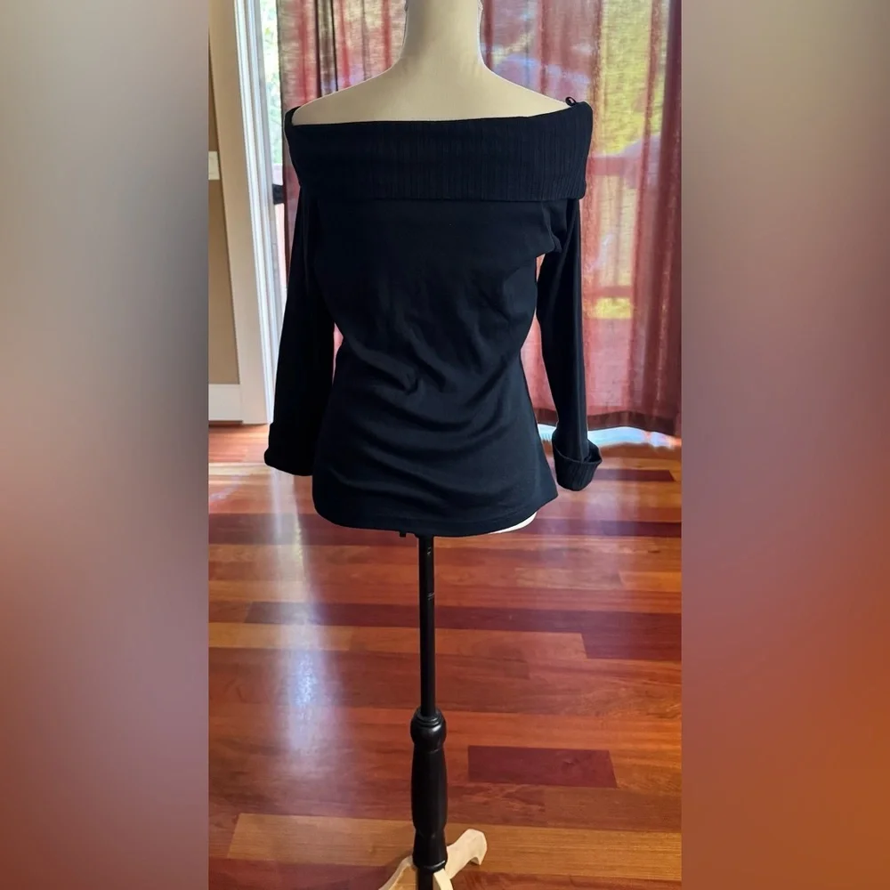 Vintage Y2K Fashion Bug Off-Shoulder Black Blouse - Picture 2 of 7